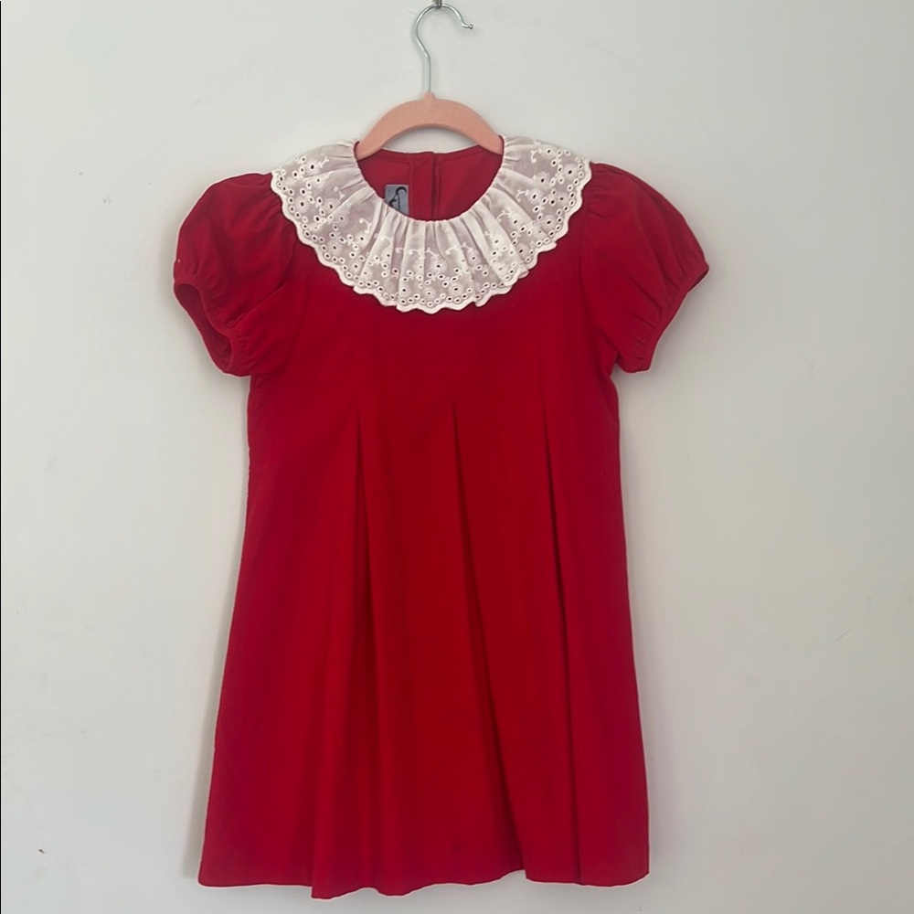 Red corduroy dress by Crescent Moon Children